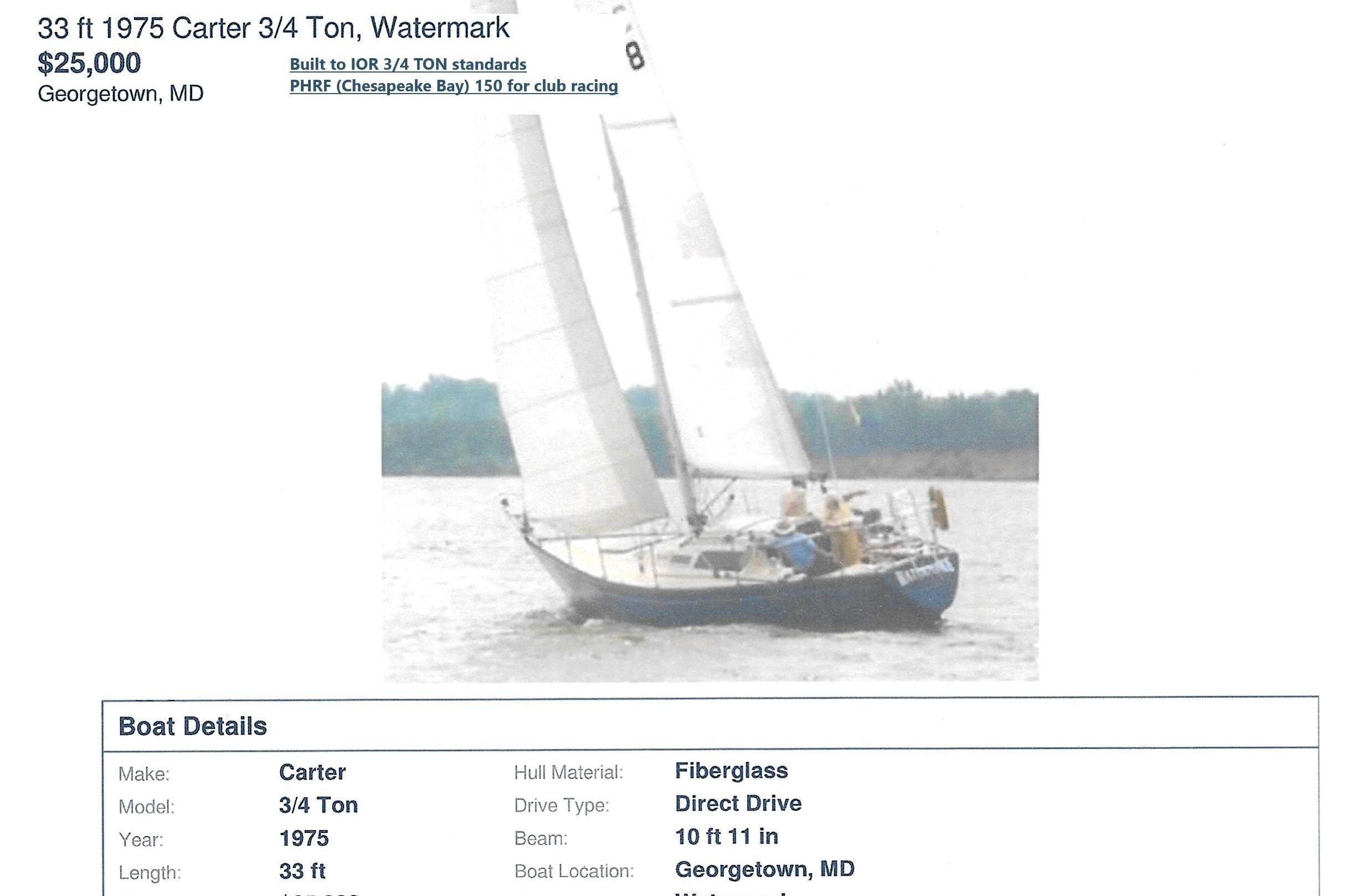 1975 Carter 3/4 Ton for sale in Georgetown, Maryland